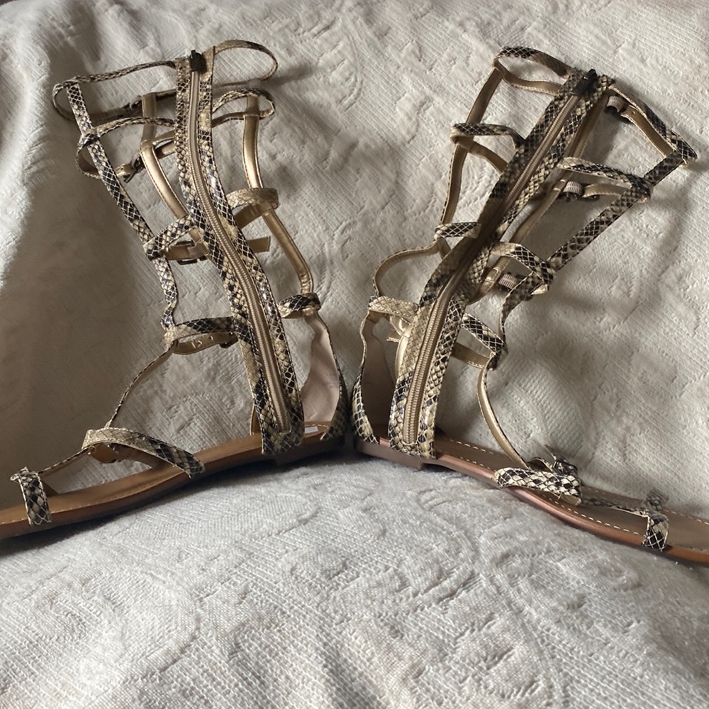 BCBGeneration High Gladiator Snakeskin Print Sandals